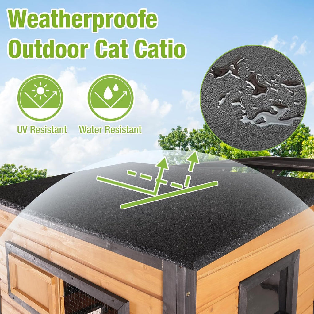 Extra Large Outdoor Catio Cat Enclosure Indestructible Cat House Weatherproof Feral Cat Shelter with Weatherproof