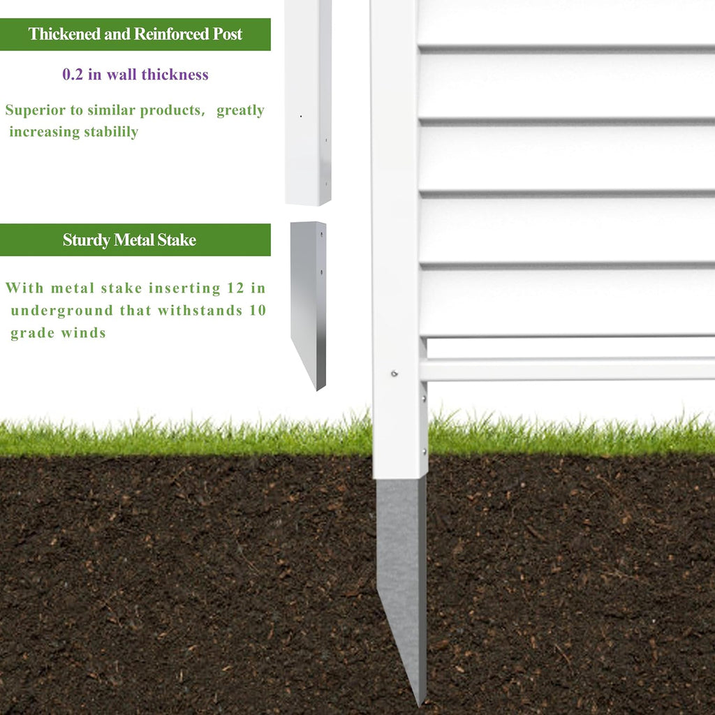 36" W X 45" H Reinforced White Vinyl Privacy Fence, Double Windproof Air Conditioner Fence Trash Can Fence, Louvered