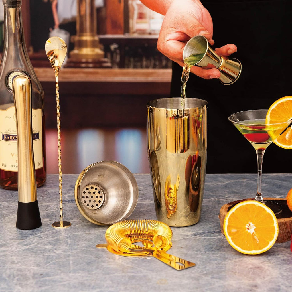 Cocktail Shaker Set Bartender Kit, Bar Set Stainless Steel Bar Tools Set for Professional Bartender and Home - Set of 5