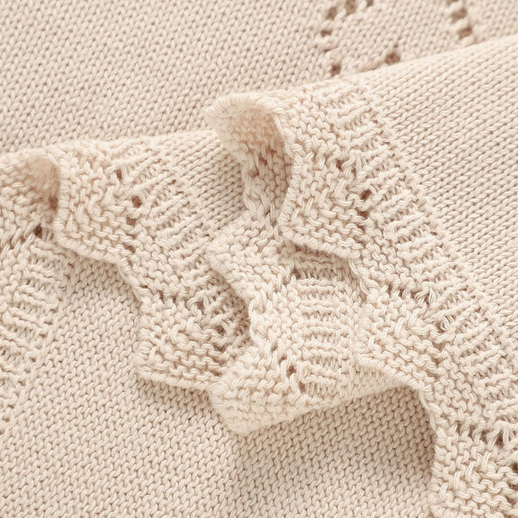 Blanket Cotton Crochet Newborn Neutral Nursery Swaddling Blankets Knit
