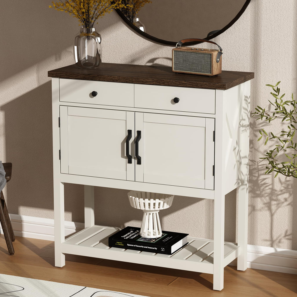 Farmhouse Console Table, 33.5" W Entryway Cabinet with Drawer