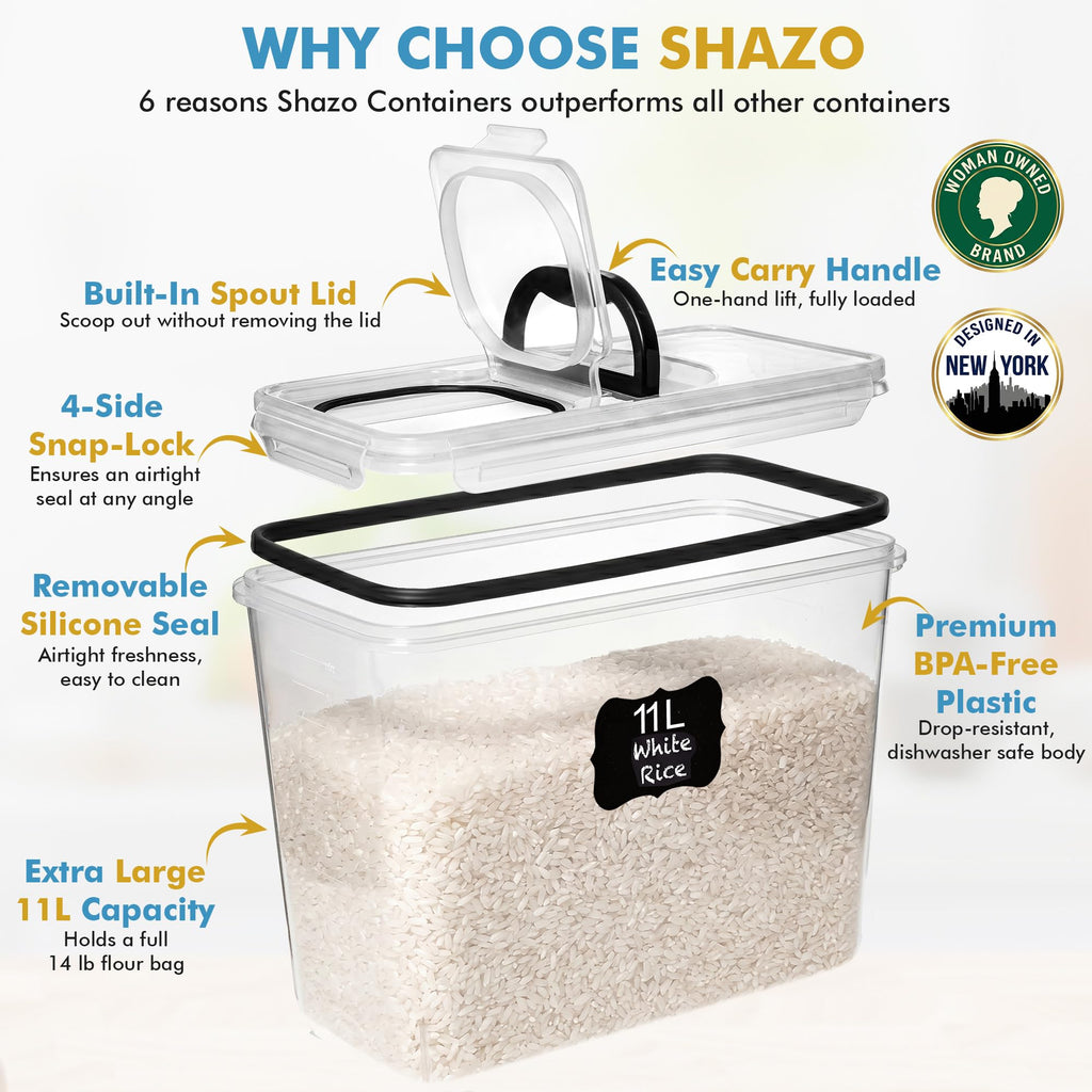 2 PC (11L | 372 oz) Flour Sugar Storage Containers with Spout Lid & Easy Carry Handle - BPA Free Extra Large Airtight