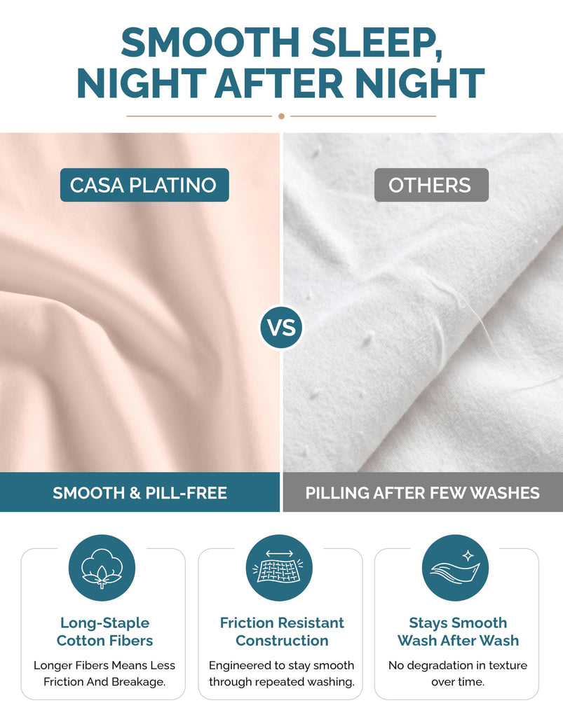100% Cotton Twin Size Sheets Set - 4 Piece Crisp Percale Twin Size Cooling Sheets, Lightweight for Summer, with 15"