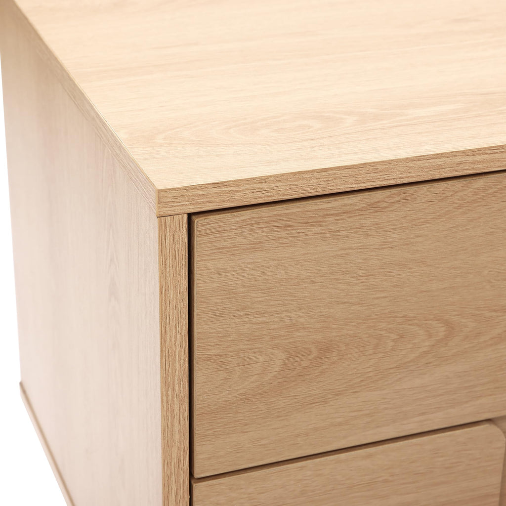 Japandi TV Console Stand 63" 3D Textured Doors Credenza