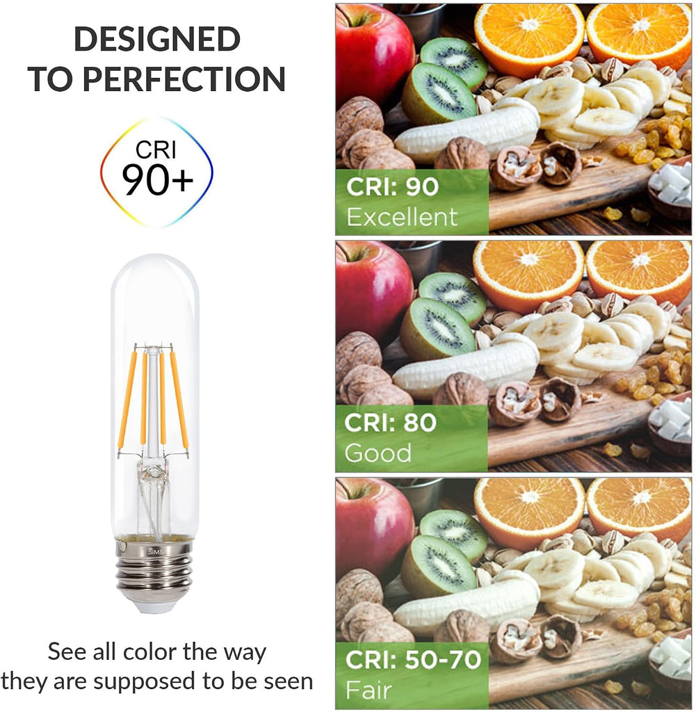 LED T10 Edison Filament 4W 120V Light Bulb E26 2700K, 3 Pack
