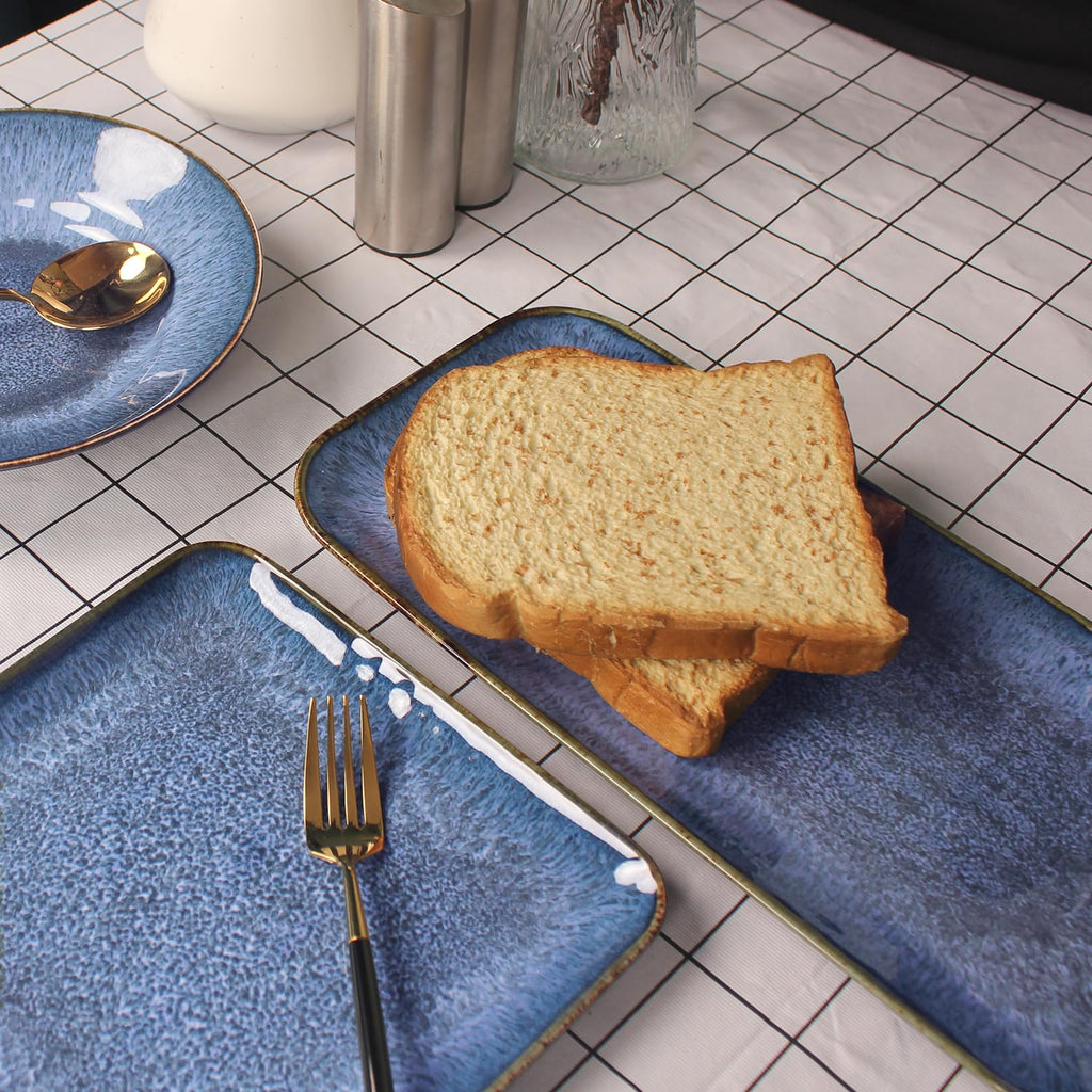 Ceramic Dinner Plates Dish Set, Set of 4, for Lunch snacks - Microwave, Oven & Dishwasher Safe, Scratch Resistant