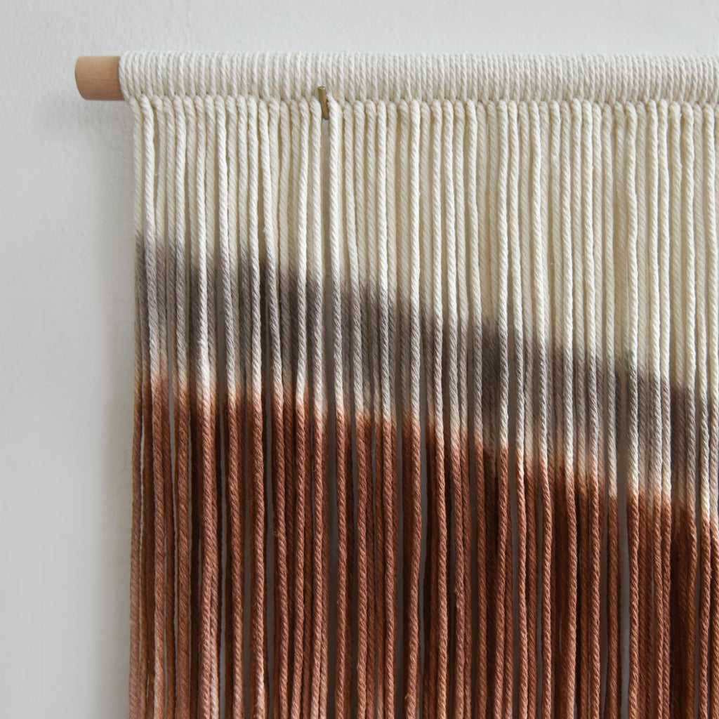 Macrame Wall Hanging Blue Dip Dye 27" W x 19" L