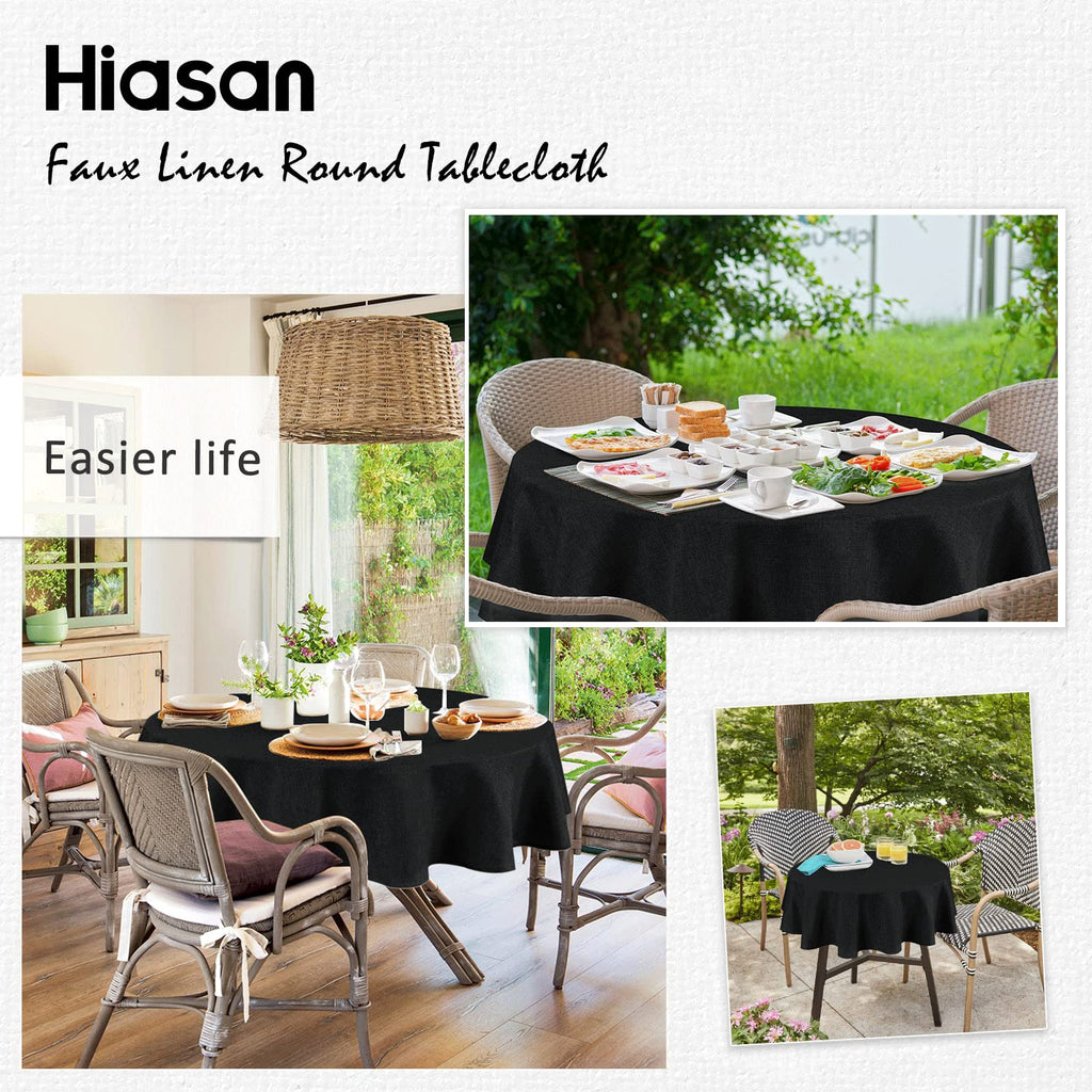 Black Round Tablecloth 120 Inch Linen Dining Room