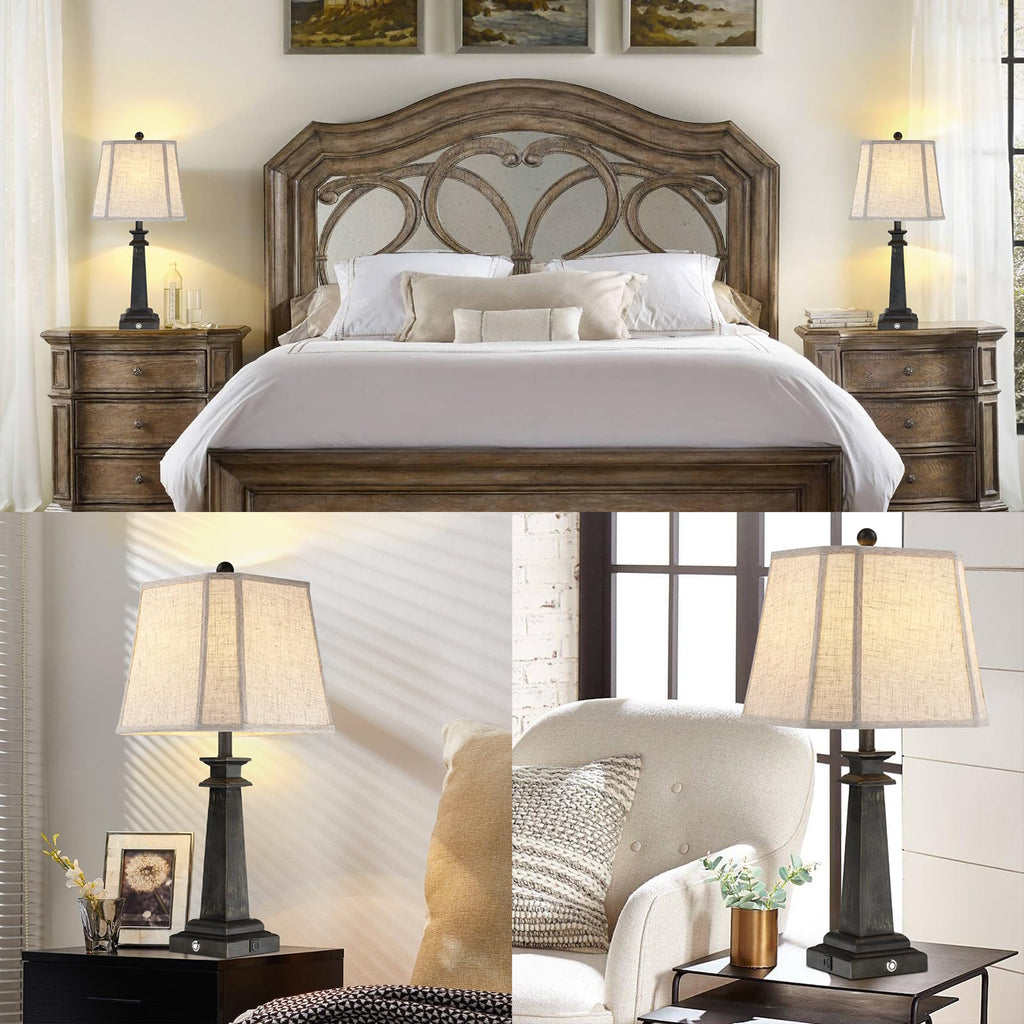 Black Table Lamp, 27.5" Farmhouse Lamp