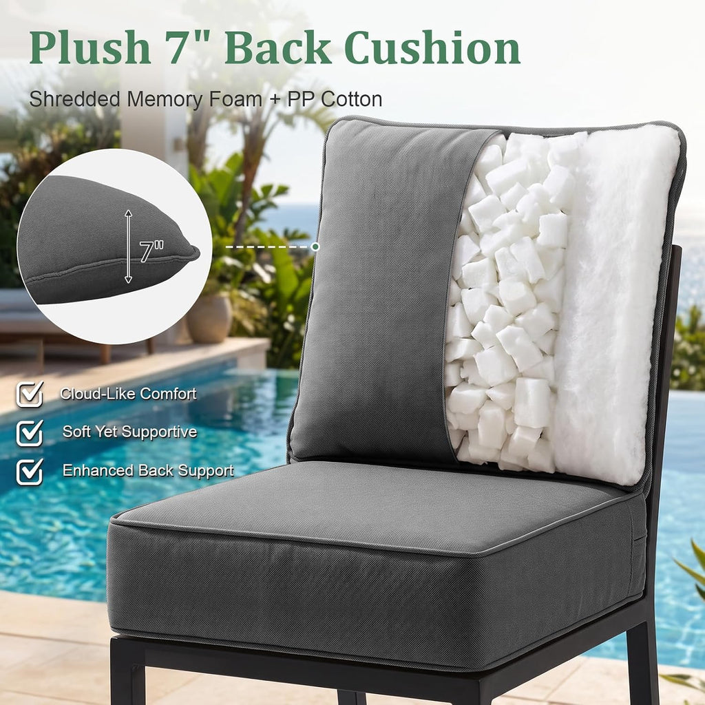 Outdoor Chair Cushions 24 x 24 x 6 Inch, 100% Olef Furniture Cushions, Water & Fade Resistant Deep Seat Replacement