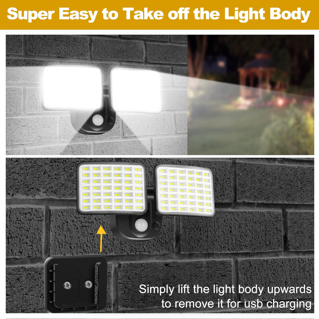 Rechargeable Battery Operated Light, 2500& Motion Sensor Security Light(1-3 Months Endurance), USB Charging LED