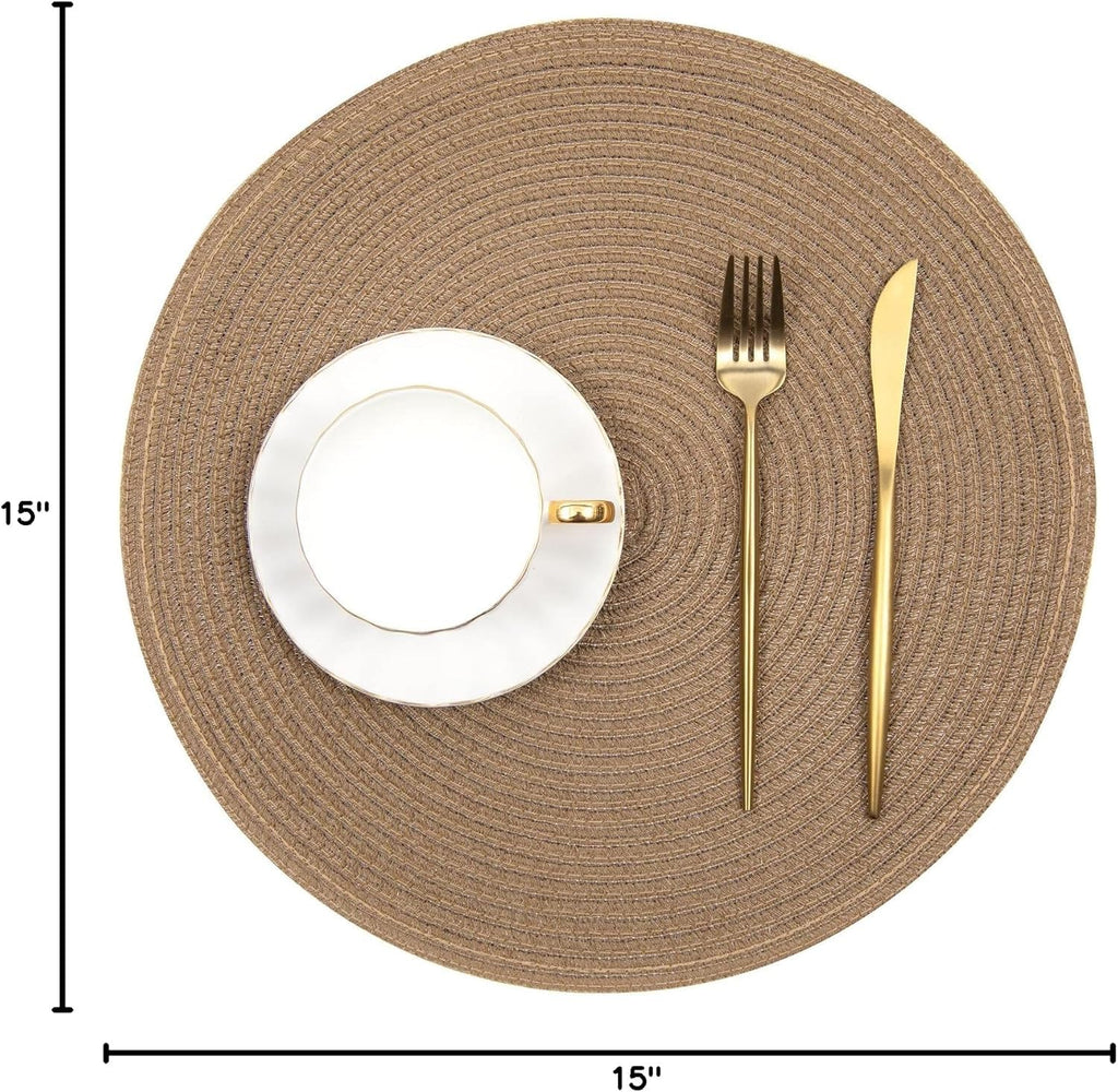 Round Placemats Set of 4 Woven Braided Kitchen Table Placemats 15 inch Round Place Mats Washable Table Mats Indoor
