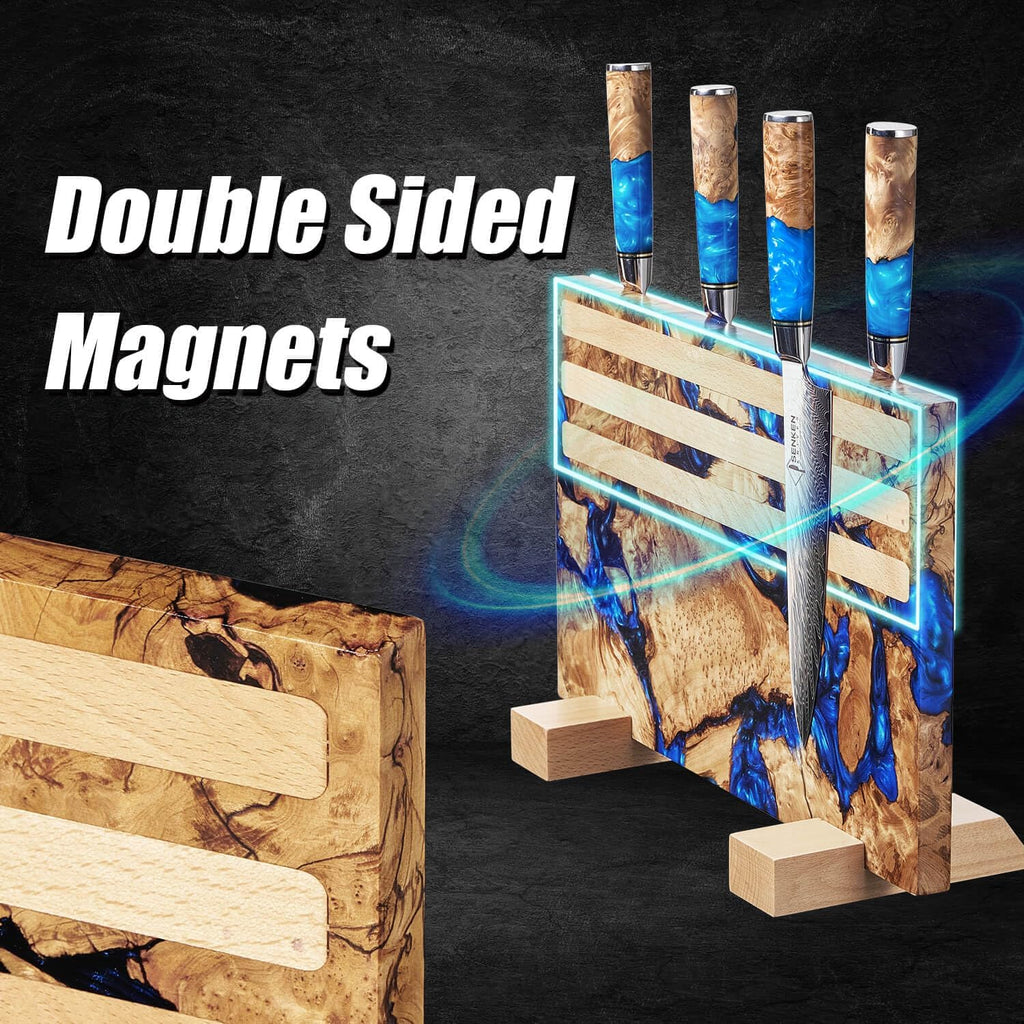 "Dark Tsunami" Extra Large Magnetic Knife Block - Holds Up to 16 Knives - Knife Block without Knives, Beautiful Dark