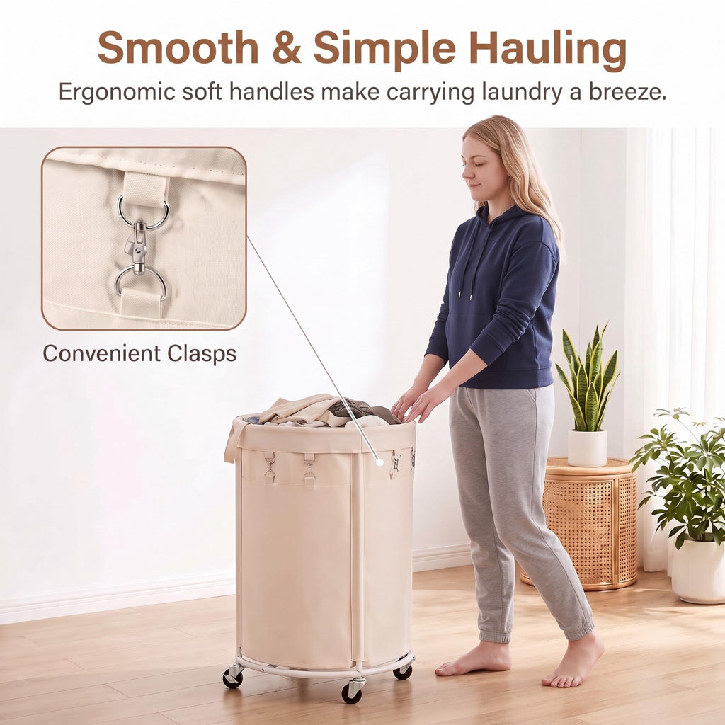 150L Large Capacity Rolling Laundry Basket Hamper with Wheels, Clothes hamper and Removable Bag , Laundry Room