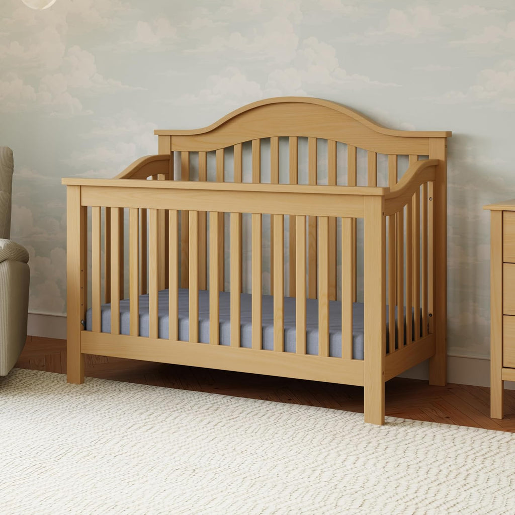 Jayden 4-in-1 Convertible Crib in Honey, Greenguard Gold and FSC Certified | Converts to Toddler Bed, Daybed &
