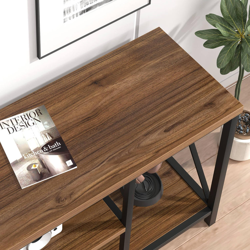 Modern Entertainment Center for TVs up to 65 Inch, Rustic Wood Television Stands, Industrial TV Console and TV