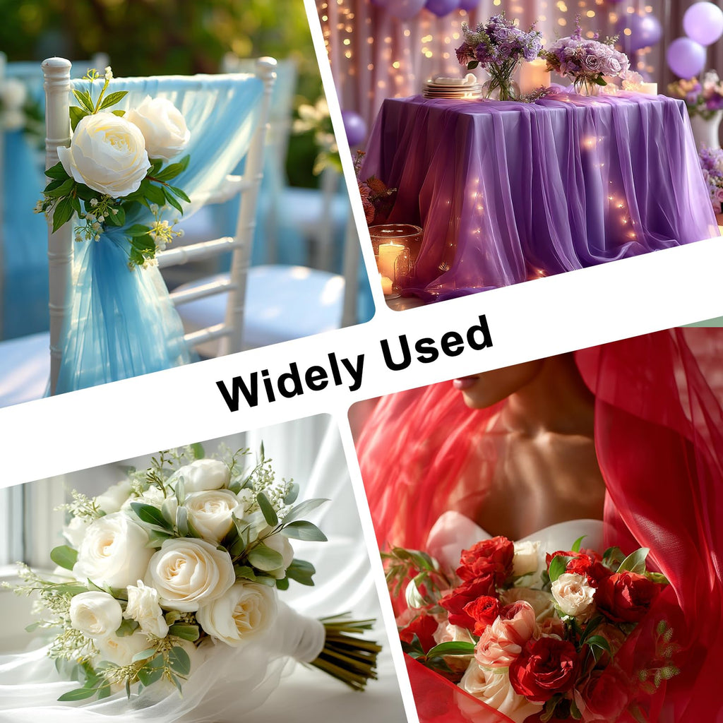 60"W Sheer Organza Fabric Cut By The Yard, Silk Organza Fabric for Celebration, Birthday and Wedding Decorations