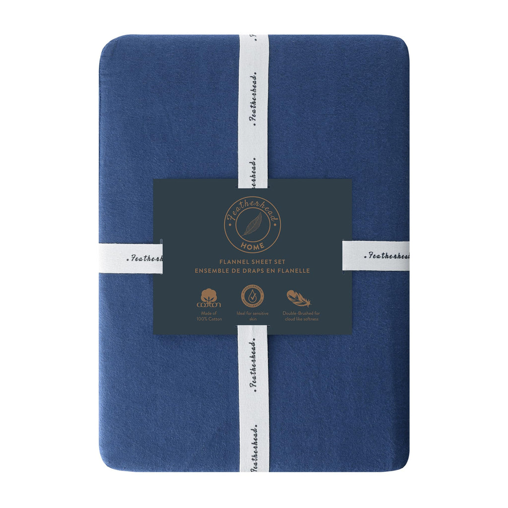 100% Cotton 4PCs Flannel Sheet Set | Double-Brushed for Extra Softness, Warm & Breathable, Extra Deep Pockets fits Up