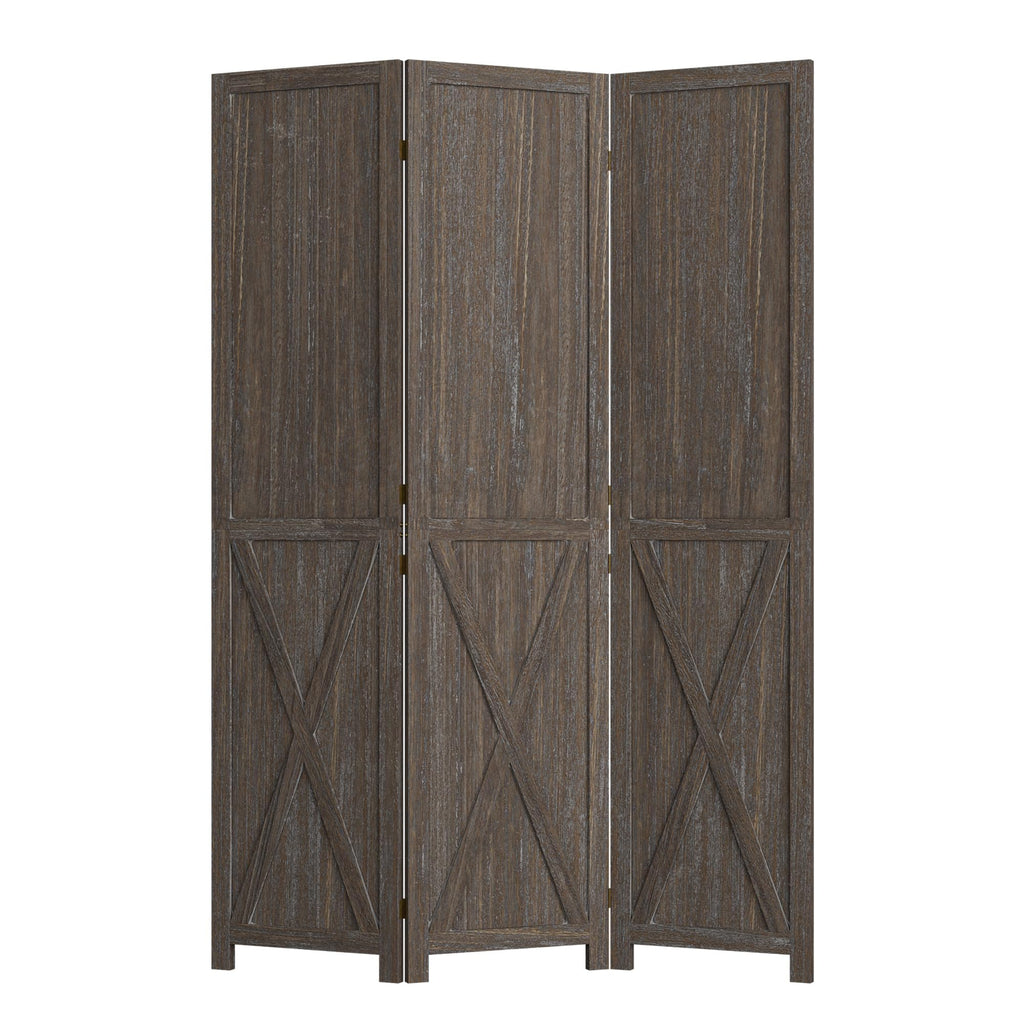 3 Panel Folding Room Divider, Solid Wood Privacy Screen, Freestanding Partition Wall, Temporary Wall