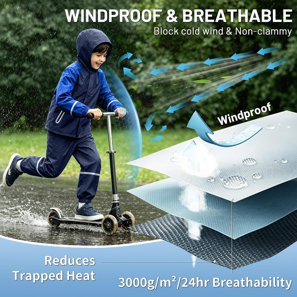 Reflective Kids Rain Suit Boys Girls Youth Waterproof Rain Gear
