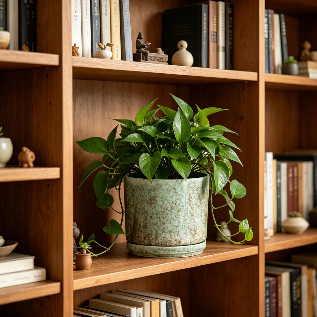 7 Inch Modern Plant Pot, Ceramic Glaze Planters for Indoor Plants, Round Flower Pots with Drainage Hole and Saucer