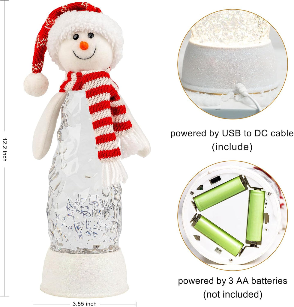 Christmas Snowman Snow Globes Lantern Musical Lighted Water Lantern Snow Globe Swirling Glitter Snowglobes with 6H