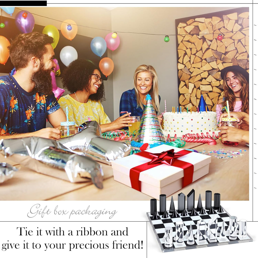 Acrylic Chess Set, 11.8" Modern Chess Board for Adults