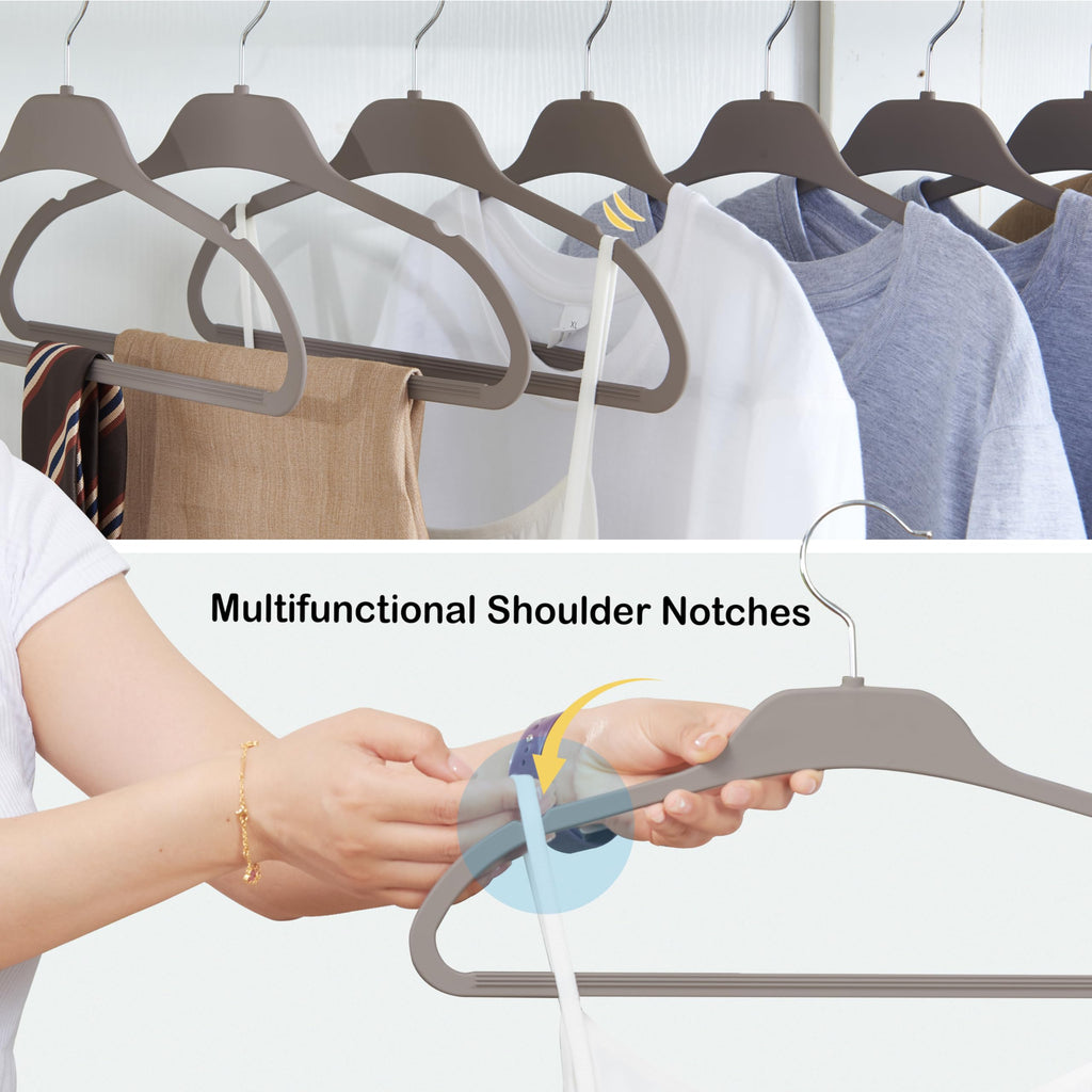30 Pack Rubberized Hangers with Non-Slip Hangers Grip