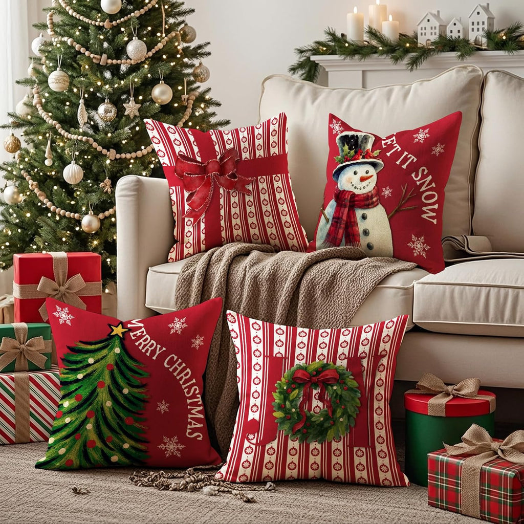 Christmas Throw Pillow Covers 18x18 inch - Set of 4
