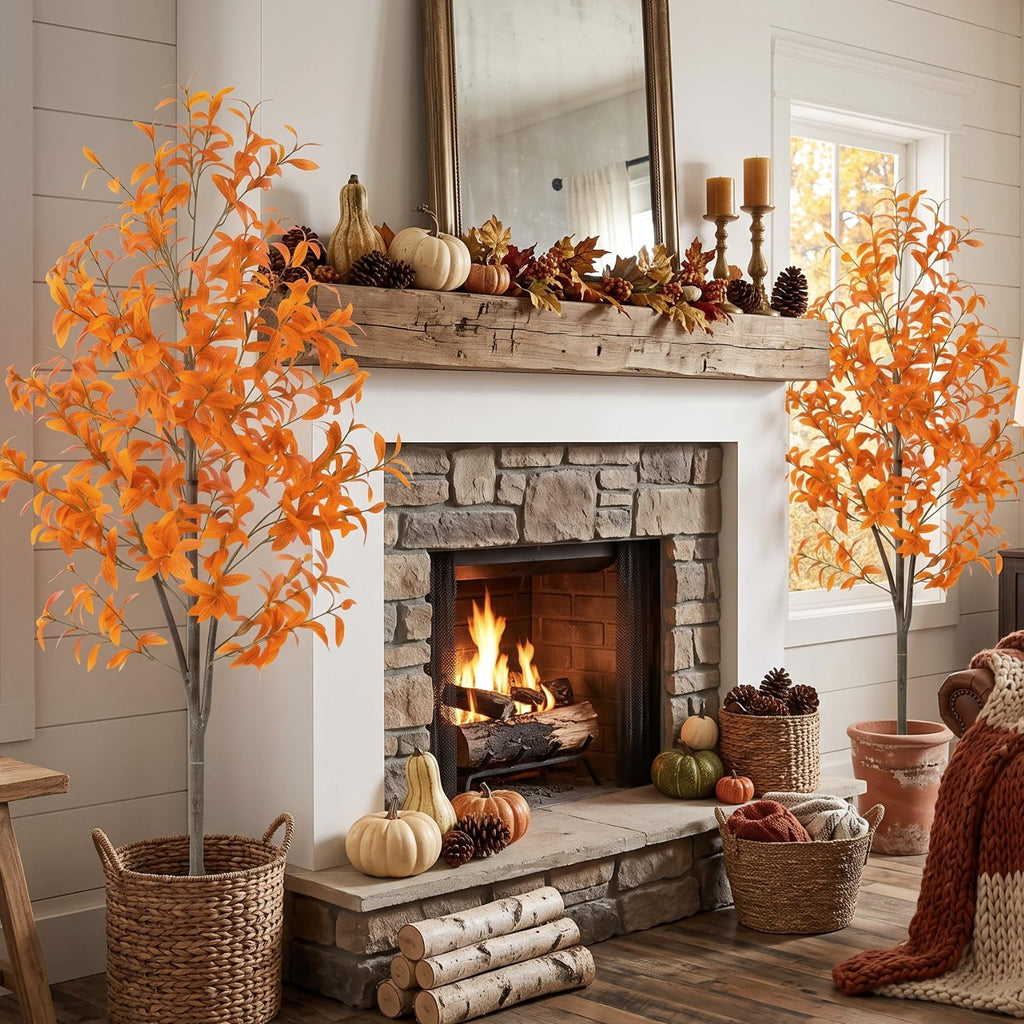 Faux Fall Olive Tree 5Ft Artificial Tree with Planter Autumn Decor