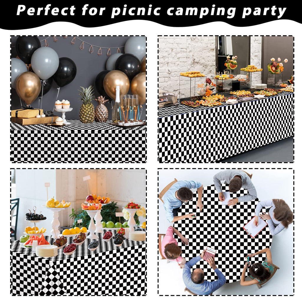 Black and White Checkered Tablecloth Roll 52 in x 100 Ft with Slide Cutter Black Checkered Table Cloth Roll Picnic
