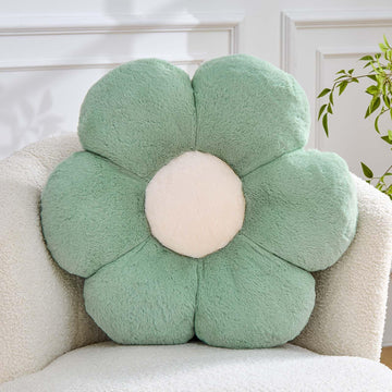 Flower Pillow Cute Decorative Throw Pillow with Faux Rabbit Fur Soft Daisy Plush Floor Cushion Aesthetic Flower