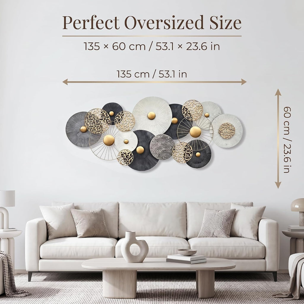 55x24in Large Metal Wall Art Decor,3D Disc Design