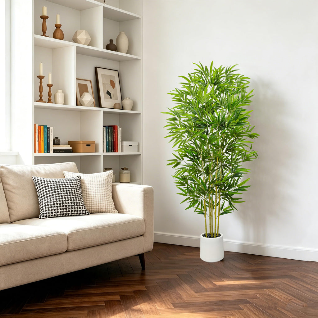 5FT Faux Bamboo Tree, Artificial Plants with Pot for Indoor Decor