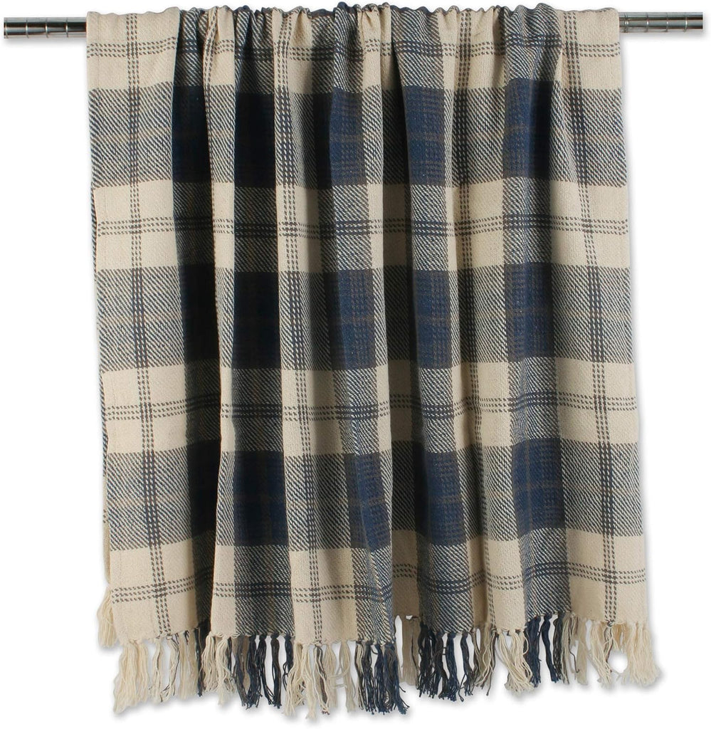Farmhouse Woven Throw, 50x60 with 3" Fringe, French Blue