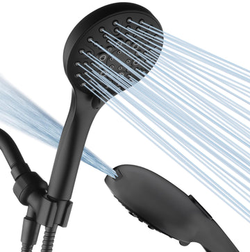 High Pressure Shower Head with Handheld, 9 Spray Settings Showerhead Built in Power Wash to Clean Tub and Pets, Extra