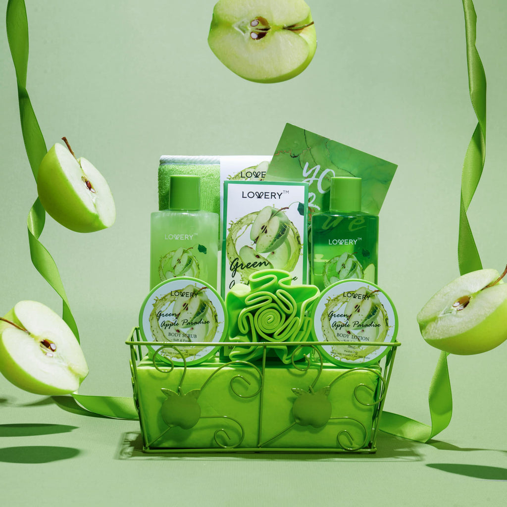 Teacher Appreciation Valentine Gifts, Thankyou Gift, Green Apple Care Package, Relaxation Home SpaGift Baskets for