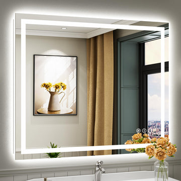 48x40 Inch LED Bathroom Mirror with Lights, Backlit & Front Lit