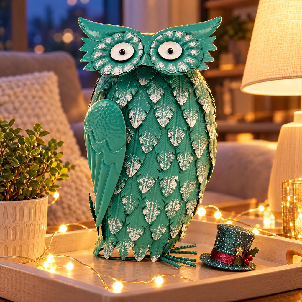 Large Owl Statue, Bird Figurine Gift for Halloween Christmas