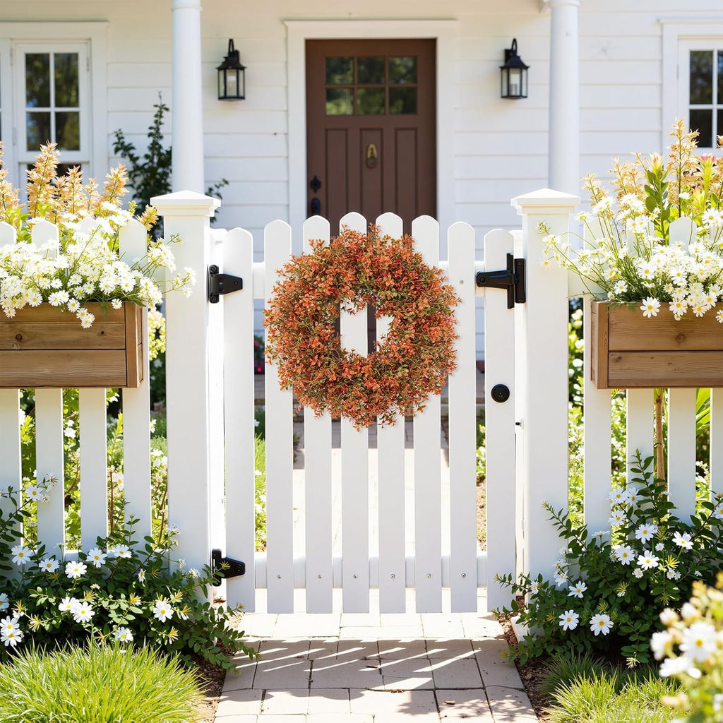 20 Inch Artificial Boxwood Fall Wreath for Front Door