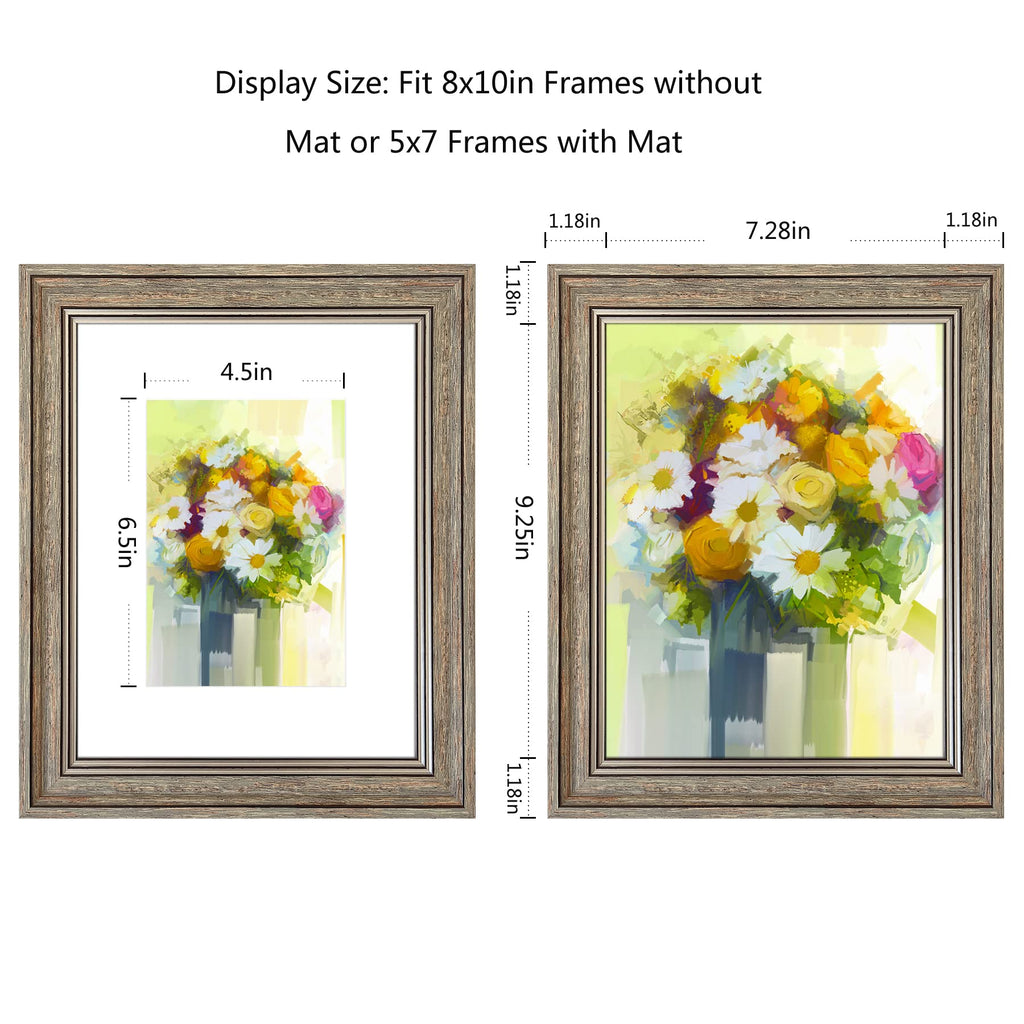 8x10 Picture Frame Set of 4, Rustic Farmhouse Picture Frames for Table or Wall Hanging