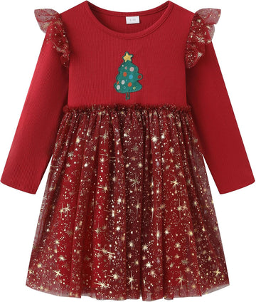 Long Sleeve Fall Dresses Winter Birthday Party Princess Tulle Dress
