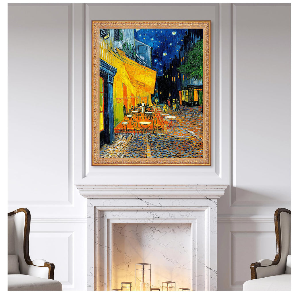 Café Terrace at Night by Vincent Van Gogh.Framed Size:40.5x34.5 inches, Image Size:36x30 inches Van Gogh.World