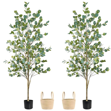 Artificial Eucalyptus Tree 6FT, 2 Pack Faux Floor Trees