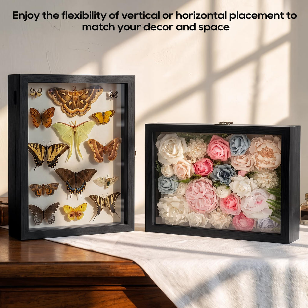 Small Shadow Box 5x7 Memory Display Case Wood icture Frame Black