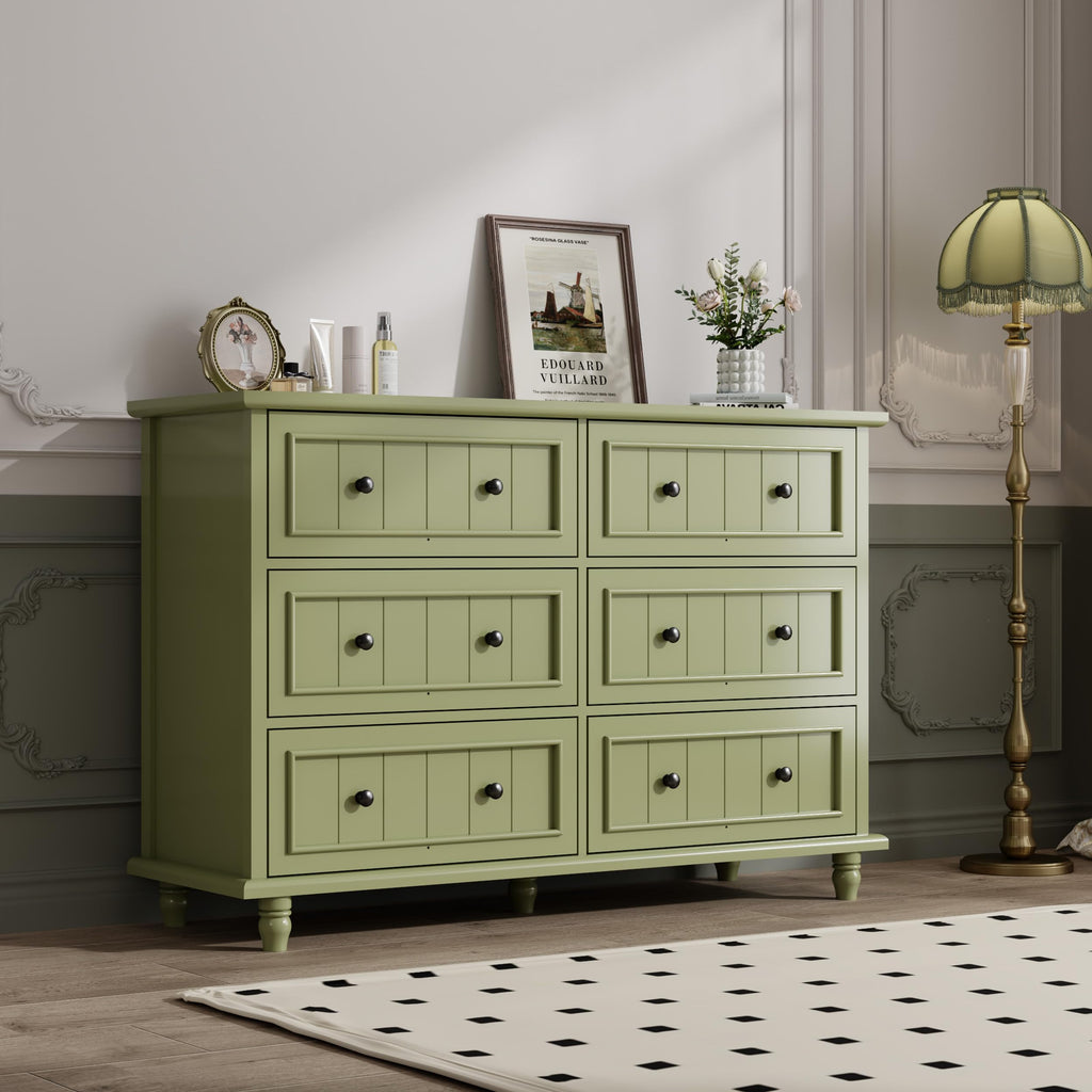 Green 7 Drawer, Vintage Chest of Drawers, 47.2'' Bedroom Cabinet