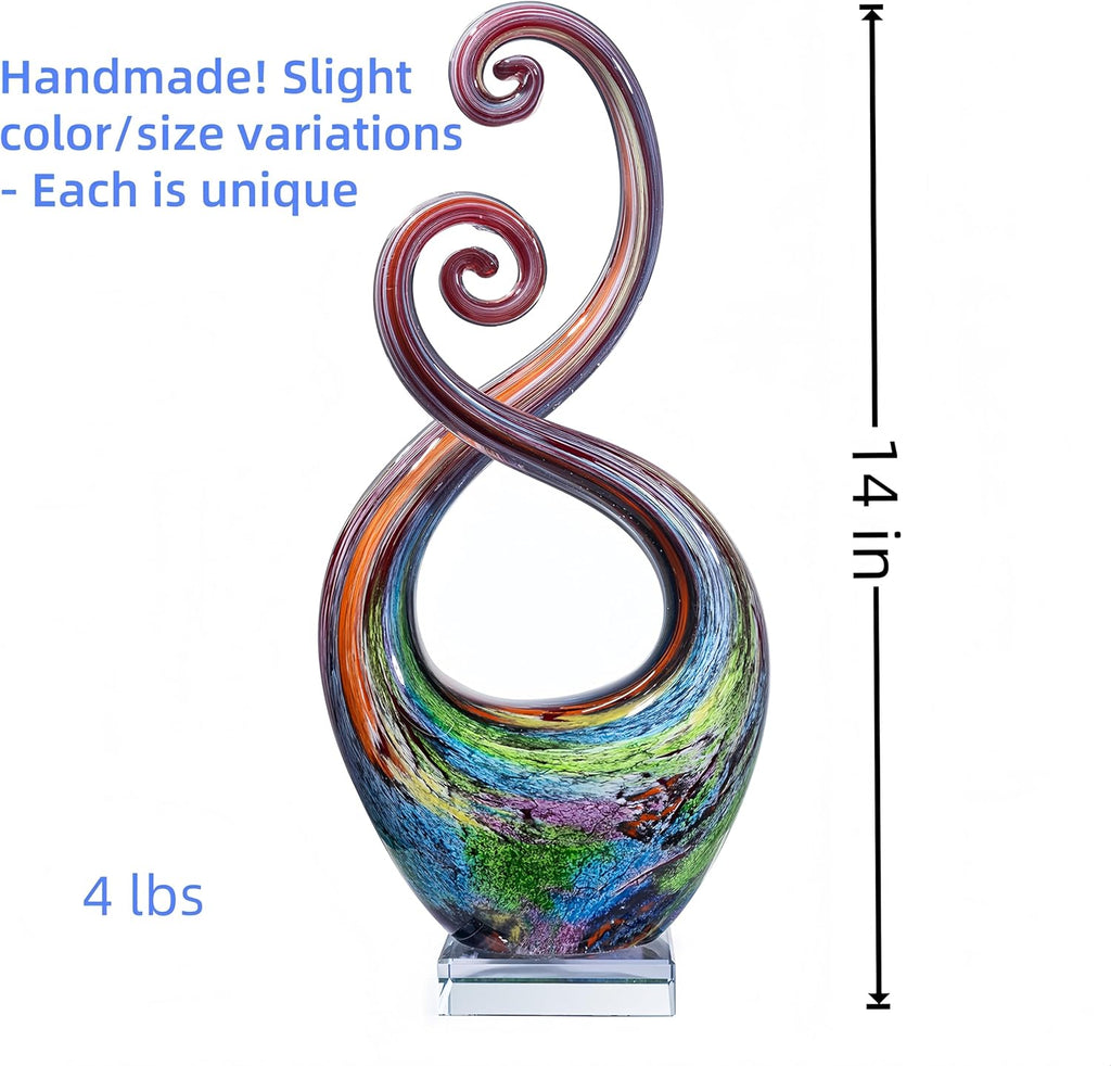 14′′ Murano Style Hand Blown Glass Swirled Abstract Sculpture Decor - Set of 150