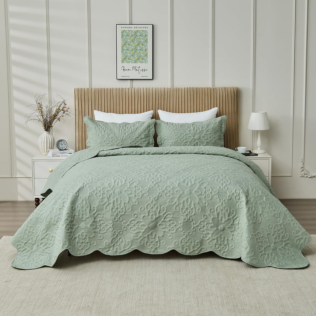 Oversized King Bedspreads 128x120 Sage