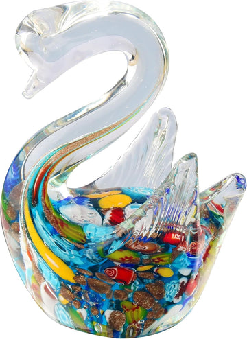 Art Glass Murano swan Figurine Blown Animal Sculpture Statue Paperweight Gift Collectible Home Desk Decoration