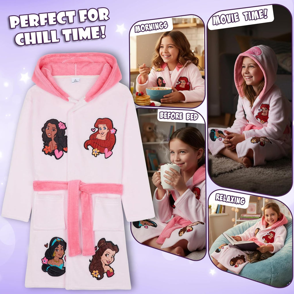 Fleece Bathrobe for Girls, Teens, Dressing Gown, Soft Hooded Robe, Cozy Loungewear, Sleepwear Gifts for Girls